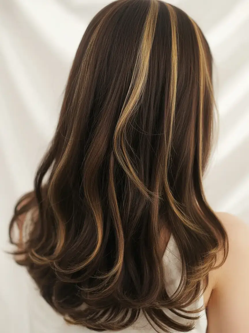 Летние тренды 2025: 15 идей окрашивания каштановых волос с золотыми бликами