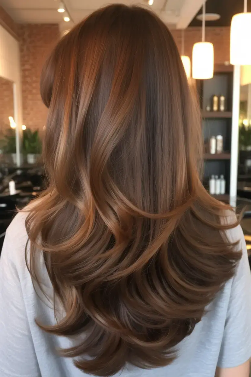 Летние тренды 2025: 15 идей окрашивания каштановых волос с золотыми бликами