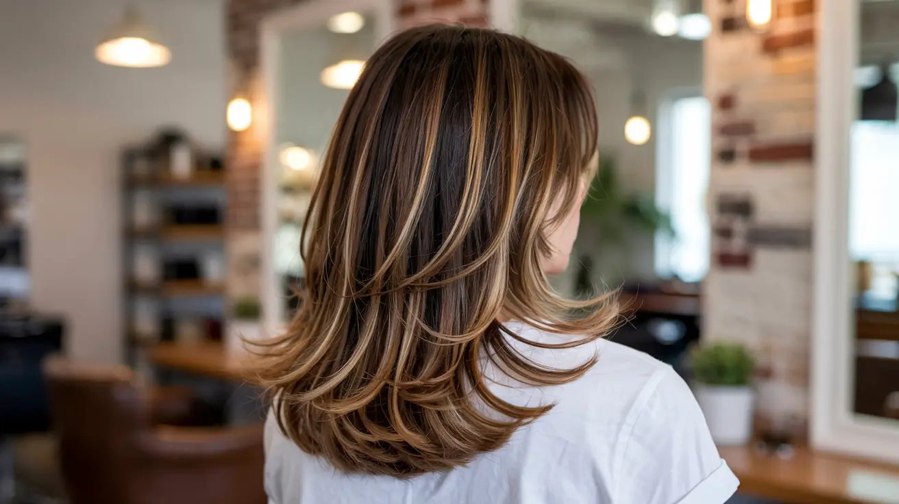 15 наймодніших ідей фарбування каштанового волосся літо 2025 з золотими пасмами