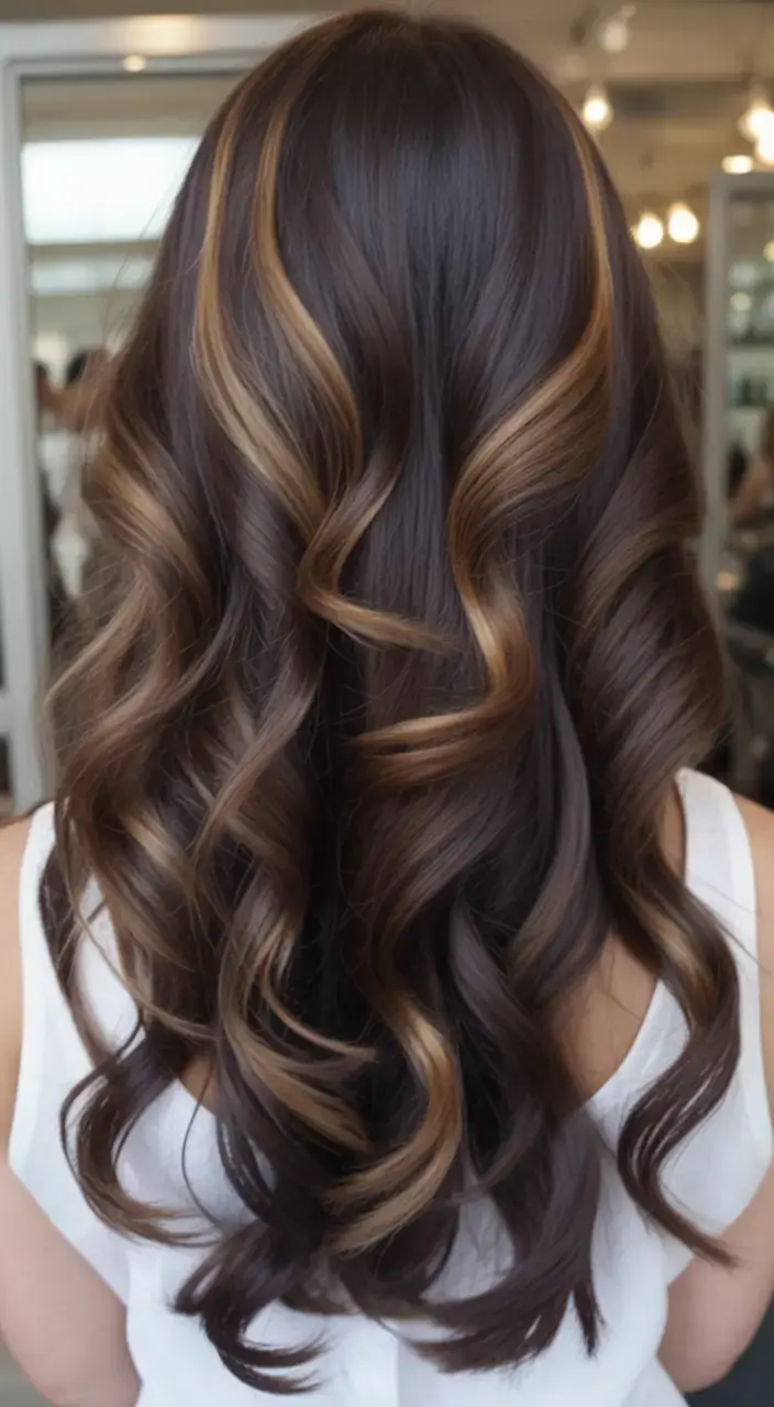 Летние тренды 2025: 15 идей окрашивания каштановых волос с золотыми бликами