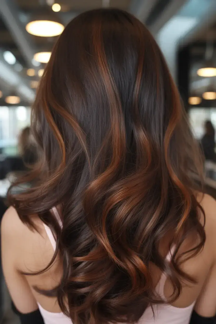 15 наймодніших ідей фарбування каштанового волосся літо 2025 з золотими пасмами
