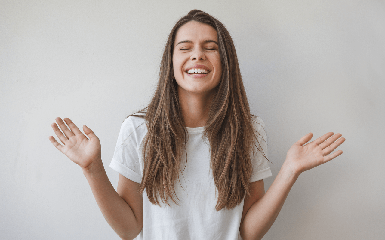 Девушка неловко улыбается