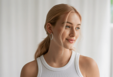 Девушка смотрит полупрофилем в сторону