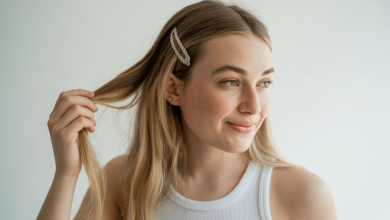 Дівчина тримає волосся