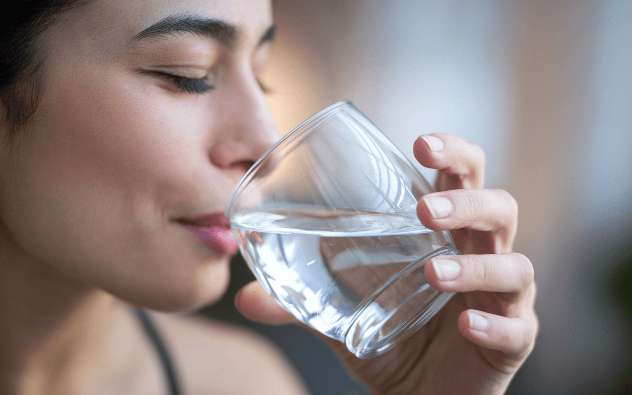 Дівчина п'є воду