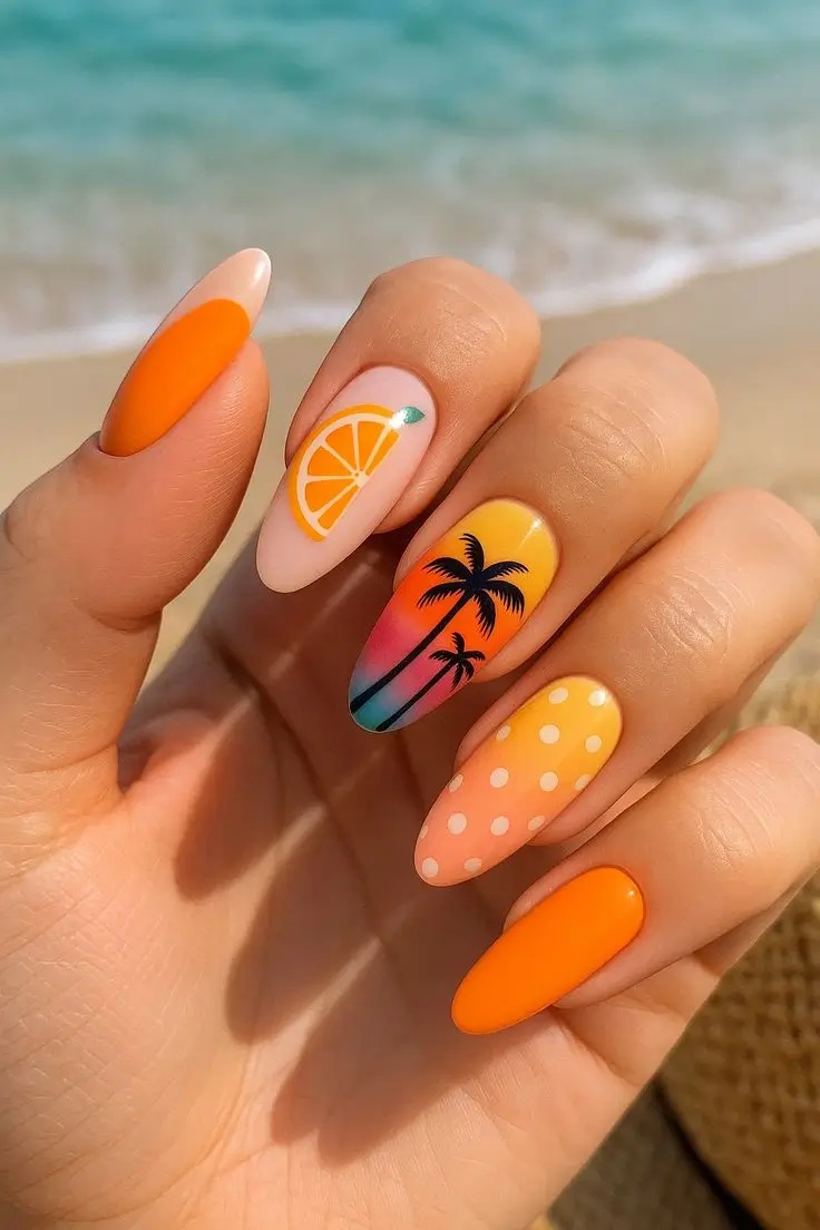 Трендовые оранжевые оттенки маникюра 2025: 15 идей стильного nail-дизайна