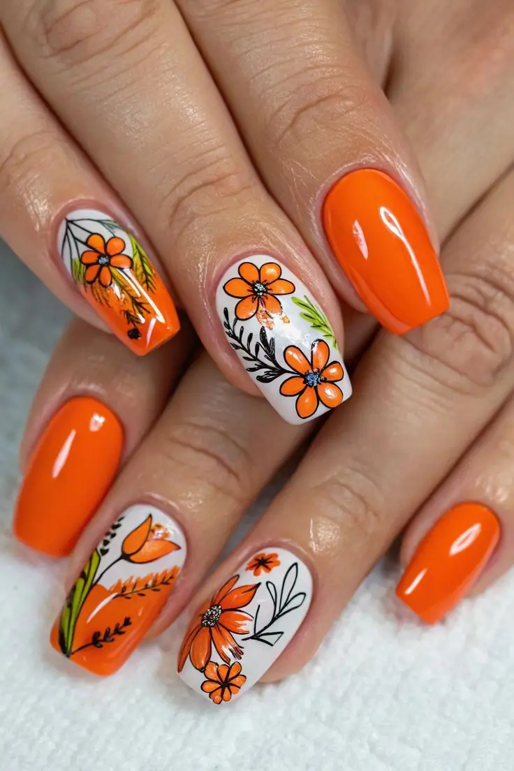 Трендовые оранжевые оттенки маникюра 2025: 15 идей стильного nail-дизайна