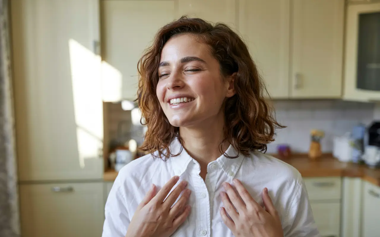 Девушка радуется