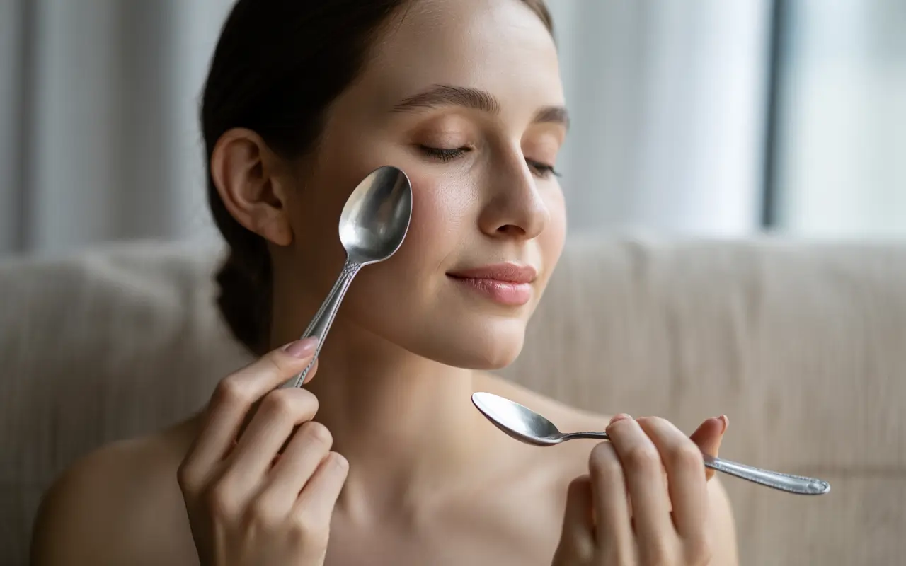 Масаж обличчя холодними ложками