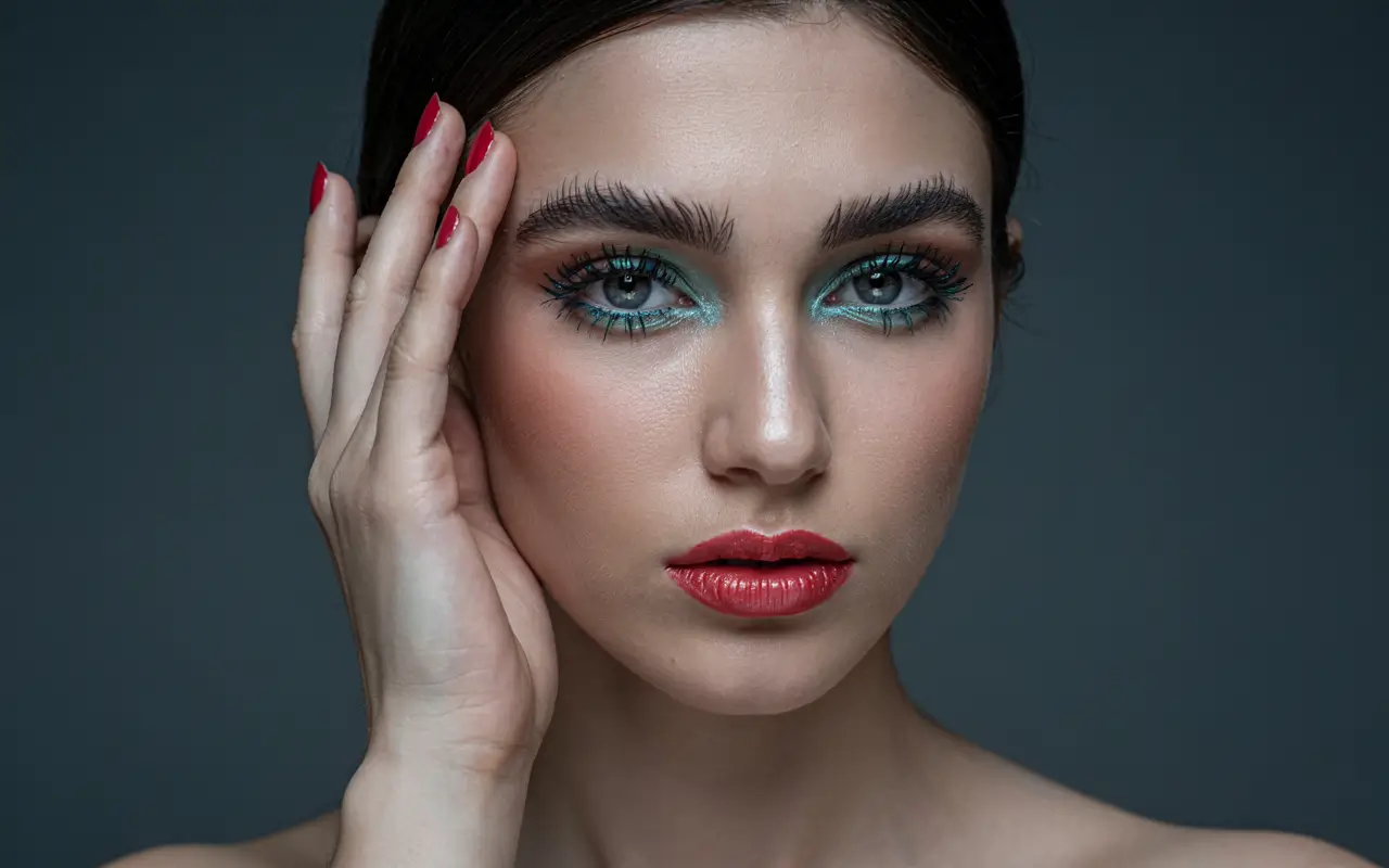 Дівчина наносить мейкап пальцями рук