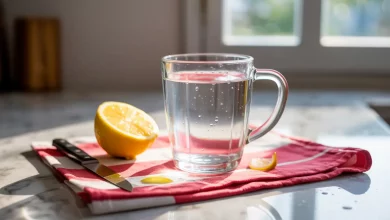 Тепла вода в чашці і поруч лимон