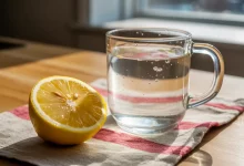 Теплая вода и лимон рядом