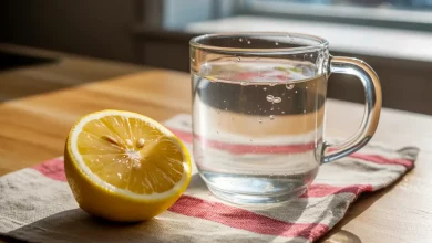 Теплая вода и лимон рядом
