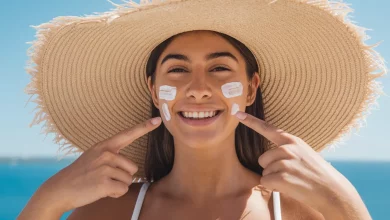 Дівчина з спф на обличчі