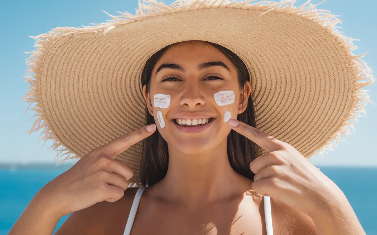 Дівчина з спф на обличчі