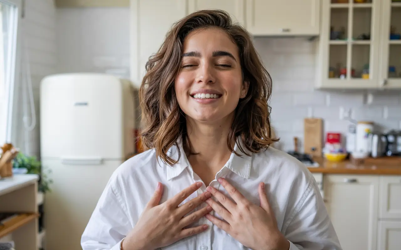 Дівчина радіє