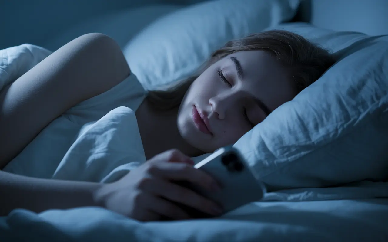 Дівчина заснула з телефоном