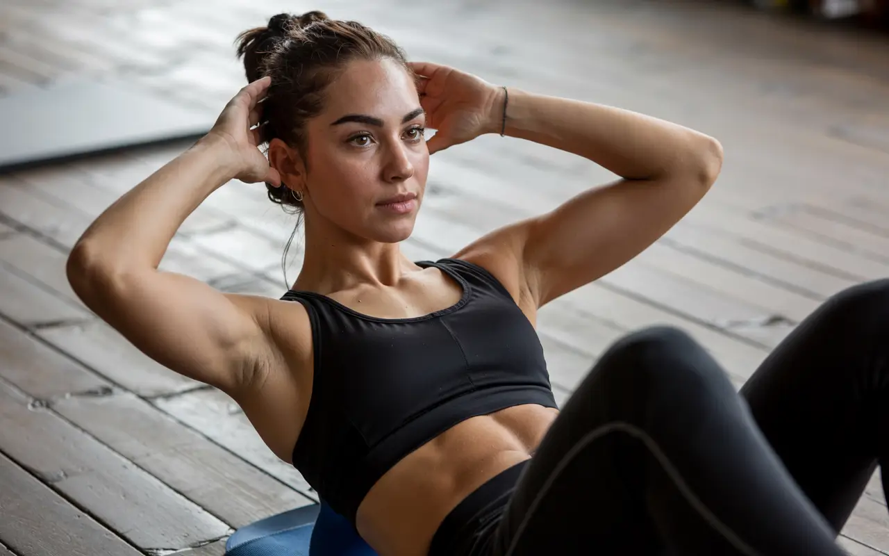 ДЕвушка делает пресс