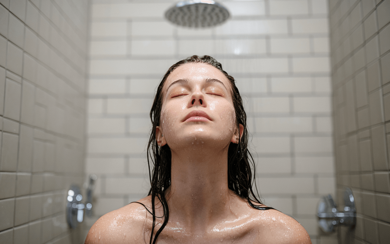 Дівчина миє голову