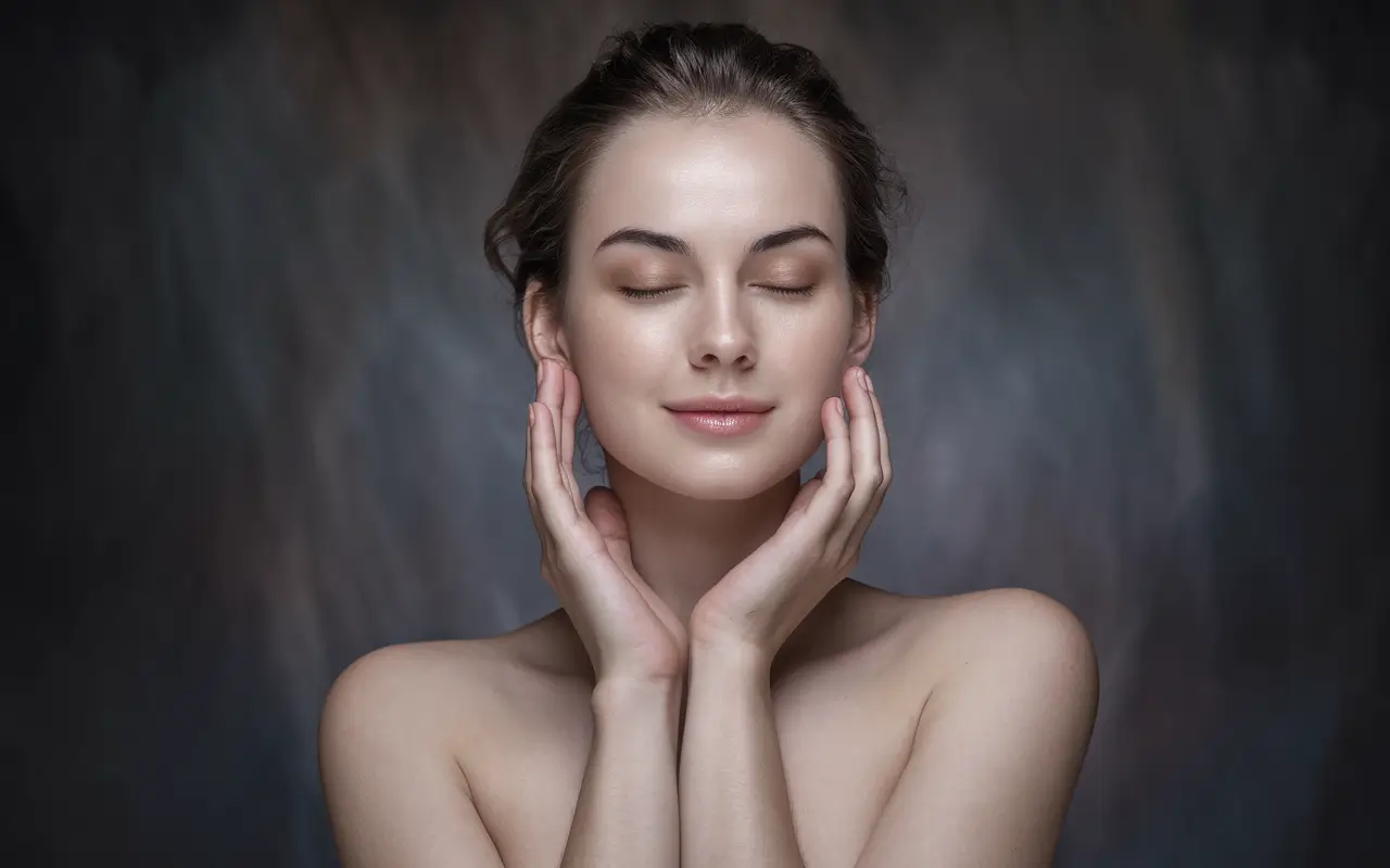 Дівчина демонструє результат масажу обличчя