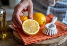 Дівчина з натуральними засоби для прибирання