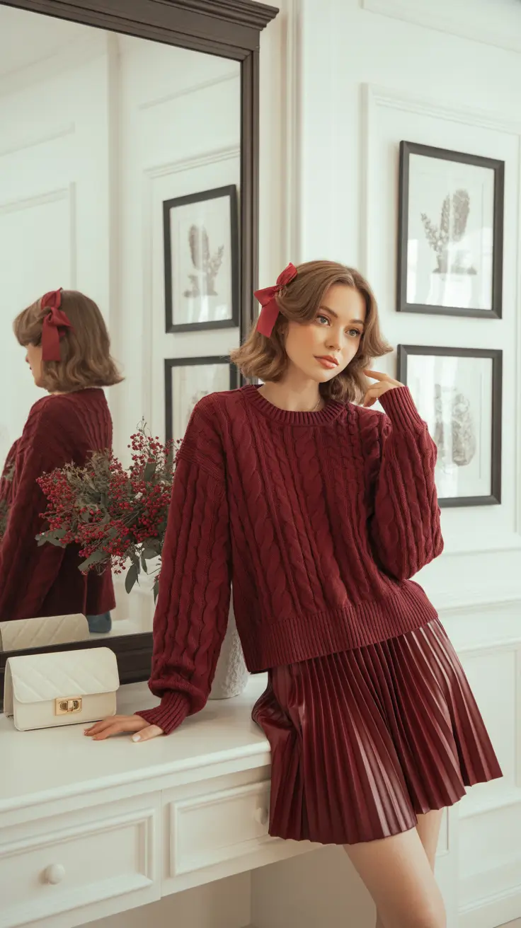 декабрьские наряды 2025 Романтика в винных тонах
