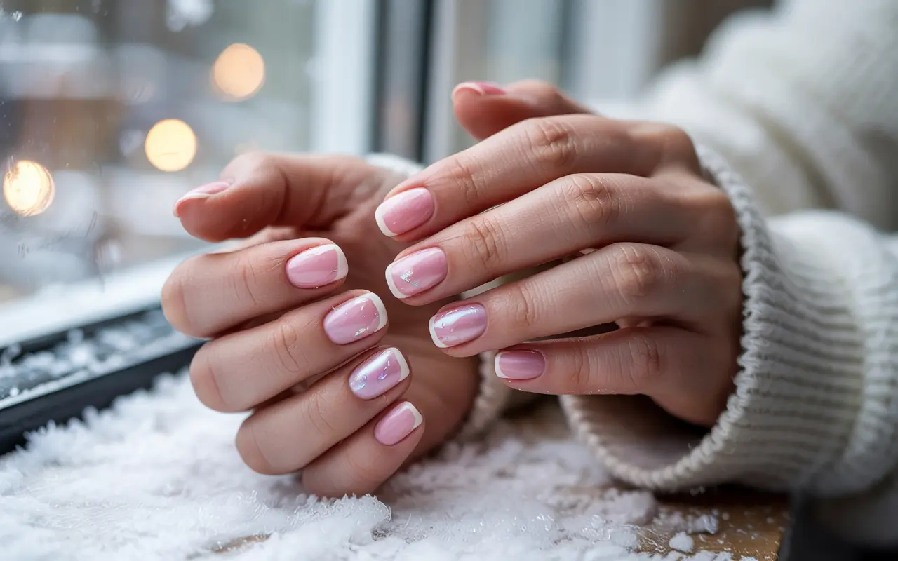 Манікюр зими 2026: 49 чарівних варіантів рожевих зимових нігтів