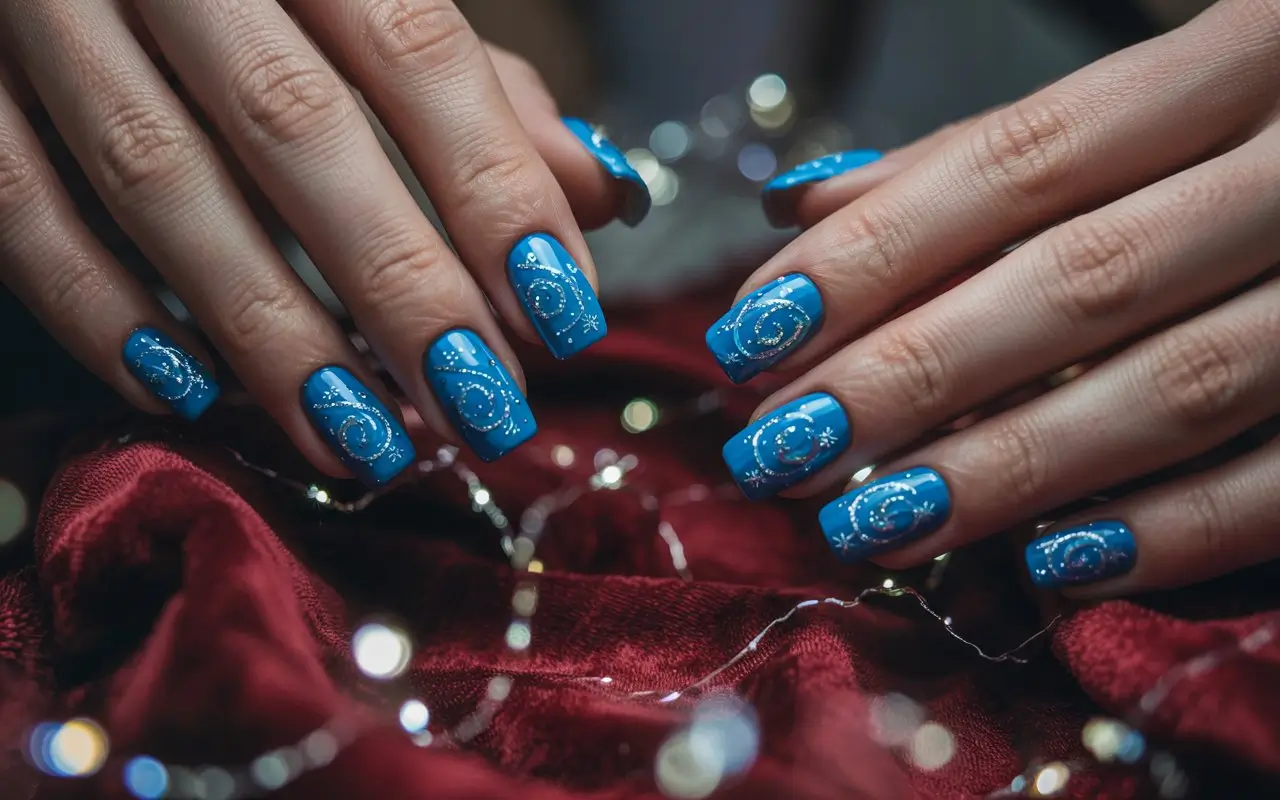 Ексклюзив 2025: 43 Дизайни "Сині різдвяні нігті", що підкорять Instagram!