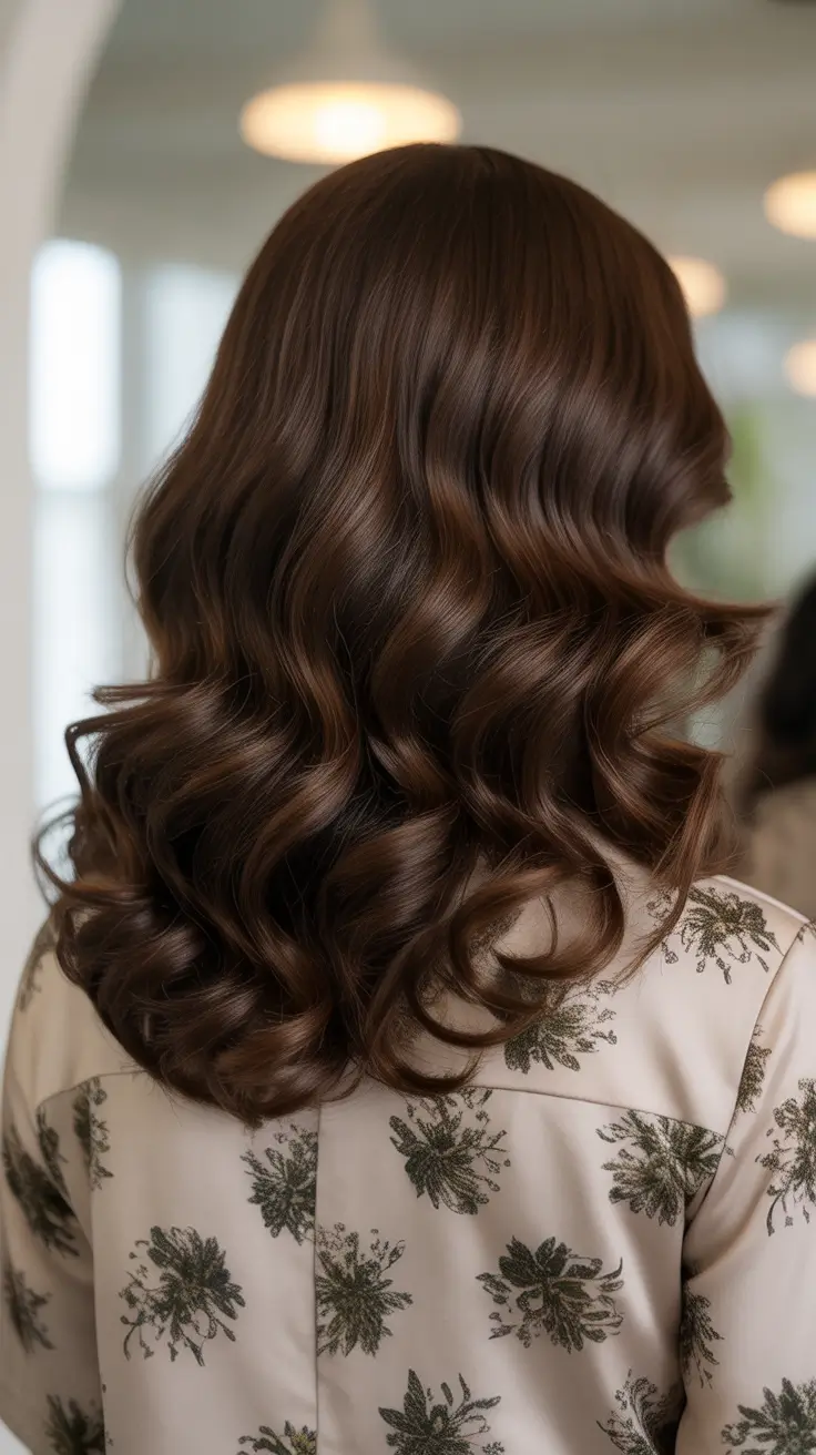 темно-коричневий колір волосся 2026 Мока Глос Кучері