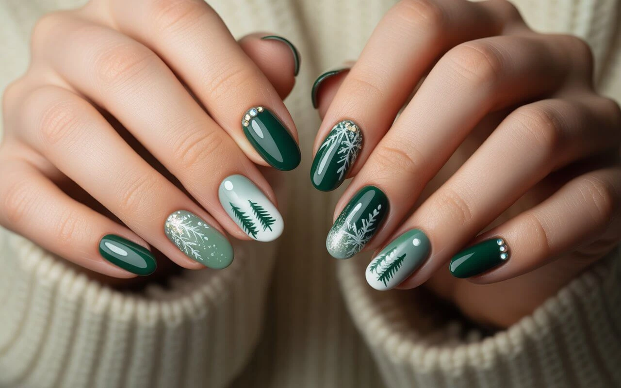 Зелені Зимові Нігті 2026: 54 Свіжі Дизайни, Що Підкорять Серця!