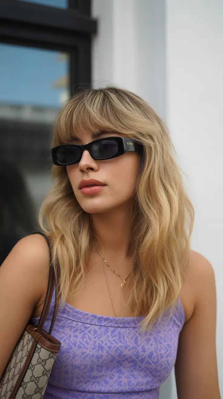 стрижки для средних волос 2026 Легкая энергия челки