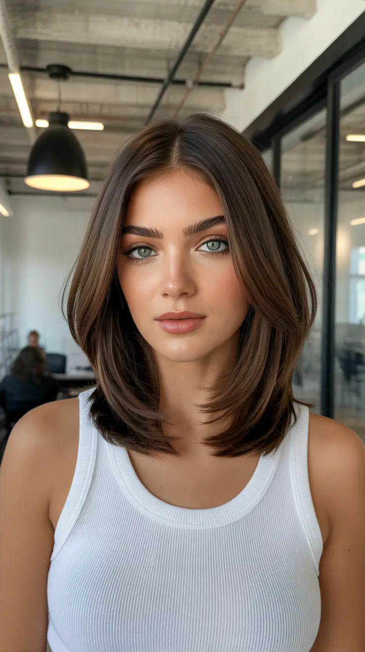 стрижки для средних волос 2026 Классическая средняя длина