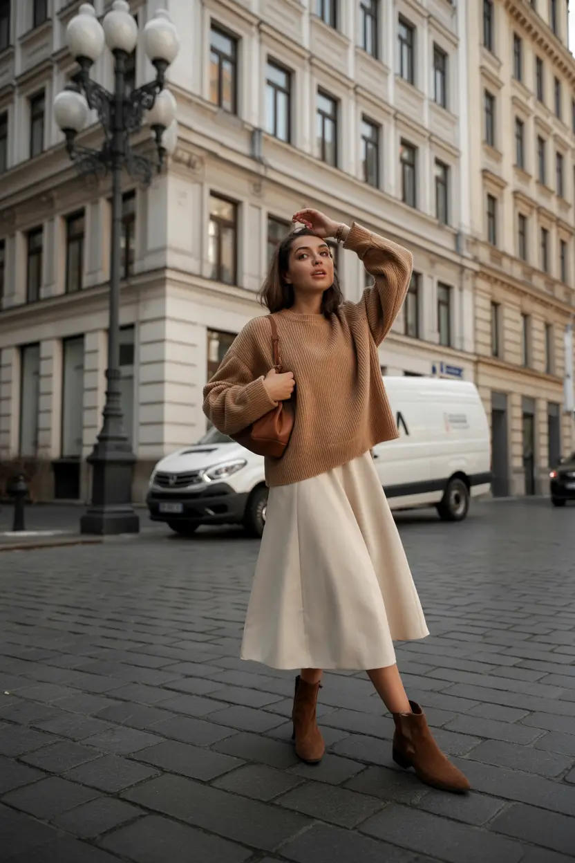 модные зимние наряды 2025/2026 Элегантность в движении в земных тонах