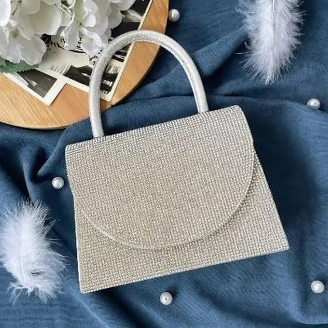 bag Жіноча сумочка клатч зі стразами, блискуча сумка стрази срібло вечірній срібний клатч Shafa $1495
