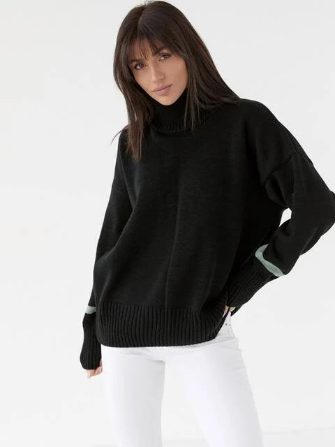 top Оверсайз светр дрібної в'язки чорний 63059 dressa.com.ua $1249