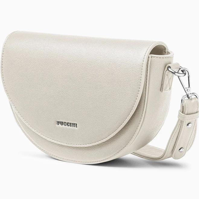bag Сумка-півмісяць на широкому ремінці бежевого кольору Puccini UA $959