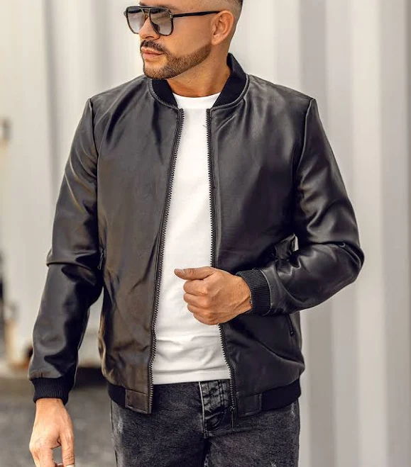 outerwear Чорний шкіряний чоловічий бомбер Bolf 11Z8105 bolf.ua $1649