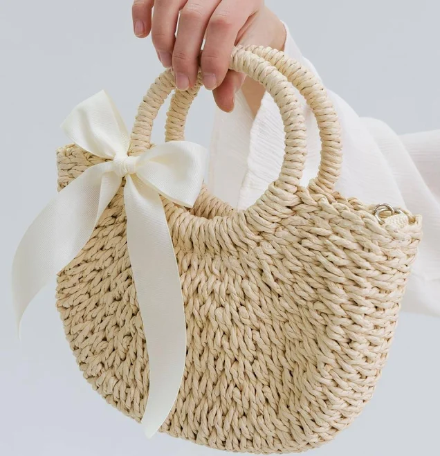 bag Сумка плетена з рафію з бантом D.Hats молочна D.Hats $820