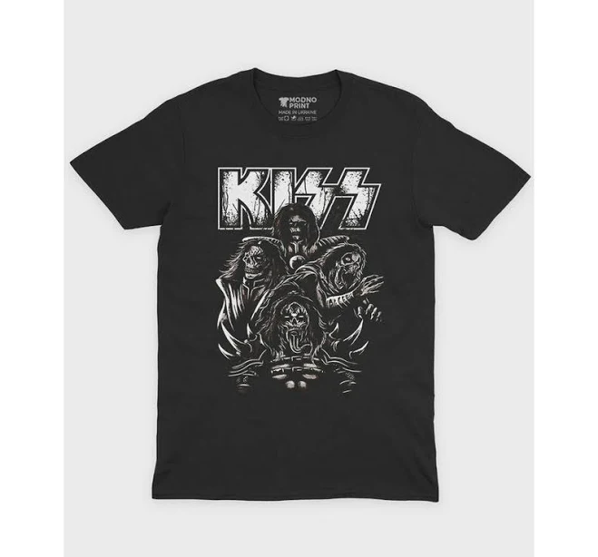 футболки Чоловіча футболка MODNO з рок принтом "KISS" XL Чорний (TS001-004-2-663-F-BL-M). Чоловічі футболки ROZETKA $395