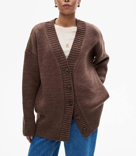 outerwear В'язаний подовжений кардиган з вовною коричневого кольору MUSTHAVE MustHave $3299