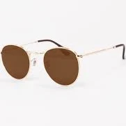 accessory Круглі сонцезахисні окуляри ДЛЯ ЗОРУ у стилі Ray-Ban у золотистій оправі з коричневою лінзою optika100.com.ua $1440
