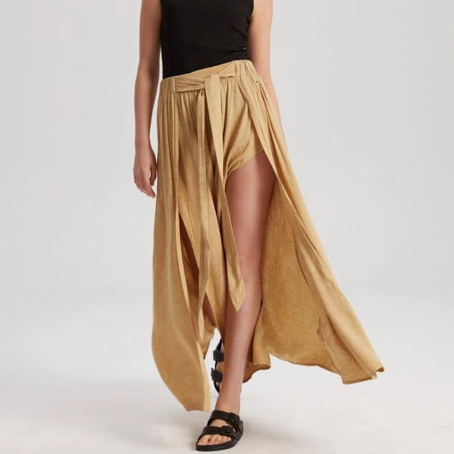 skirt Жіноча довга спідниця з розрізами оливкова Diverse $1549