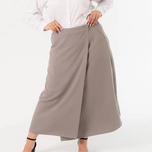 skirt Спідниця на затин максі з костюмної тканини світло-сіра Faynalady $1565
