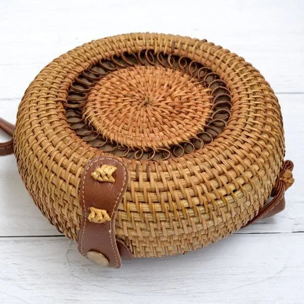 bag Круглая сумка из ротанга с Бали с узором 18x8 см Solomka $1200