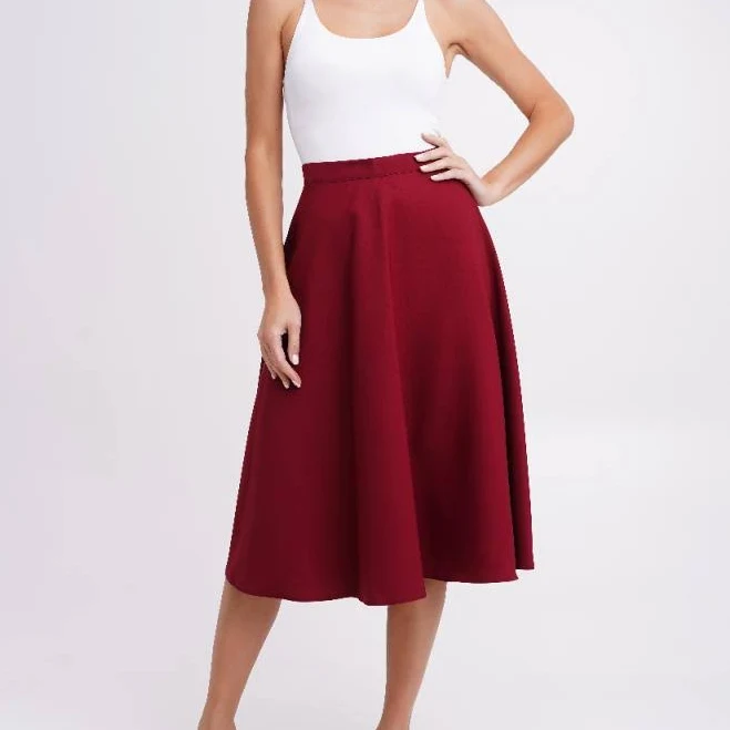 skirt Жіноча спідниця кльош міді, бордова Подіум 27580-BORDO M Бордовий Podium $441