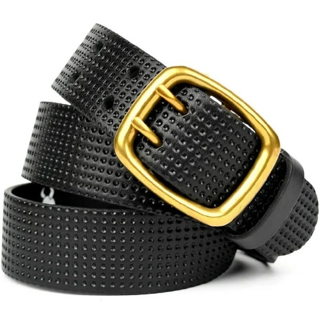 accessory Кожаний ремінь чорний для чоловіків з тисненням 40мм повсякденний стильний пояс з перфорацією. (653252). Ремені та пояси ROZETKA $2116