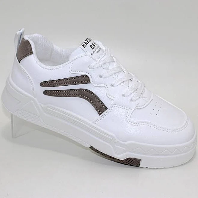shoes Жіночі білі кросівки з коричневими вставками Tufel $571