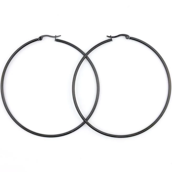 accessory Сережки кільця великі діаметр 7 см Чорні zigzag.com.ua $210