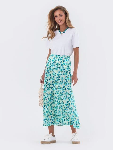 skirt Dressa Спідниця-міді з квітковим візерунком бірюзового кольору 68452 &ndash; купити в Києві dressa.com.ua $1249