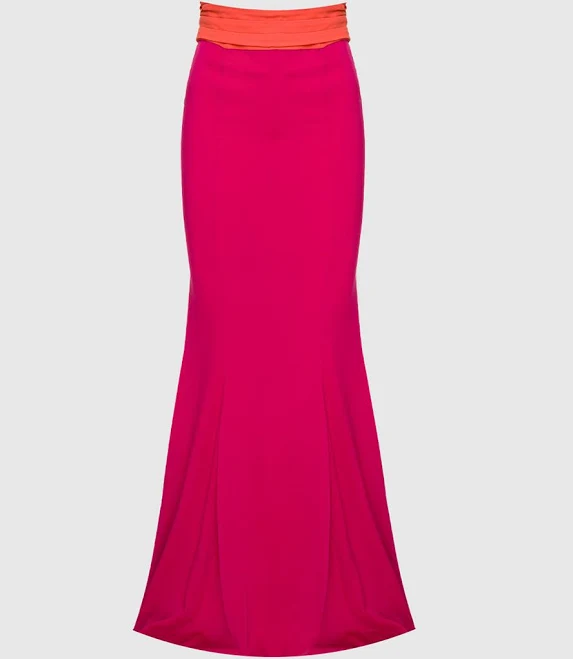 skirt Ermanno Scervino спідниця-максі жіноча рожева з яскравим поясом - розмір M,M-L, Ерманно Шервіно, для жінок, помаранчевий, 94% шовк, 6% еластан - Domino.ua $18600